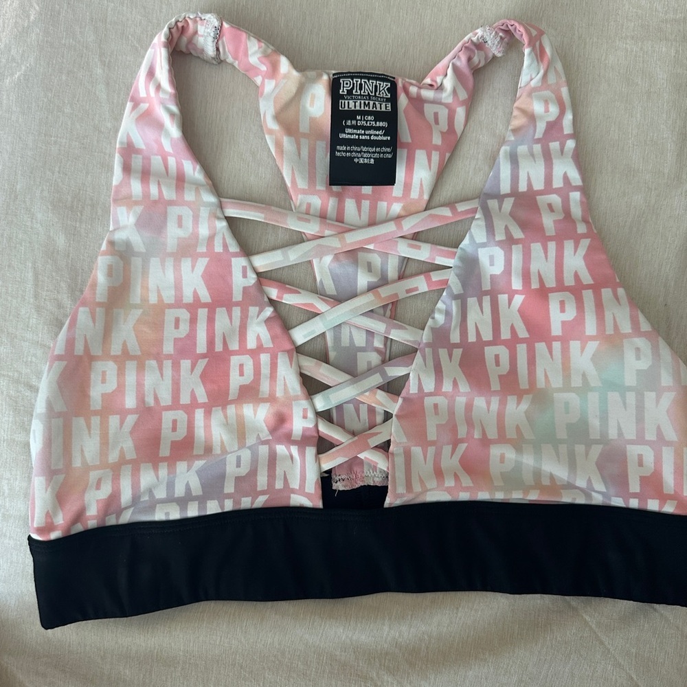 Victoria's Secret Pink and Black Sports Bra